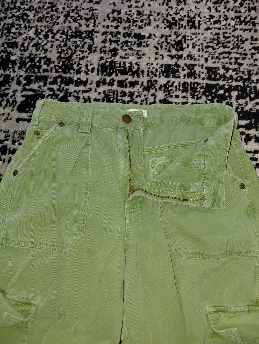 Billabong Walk Along Pants Green Twill Cargo Utilitarian Wide Leg Trousers Sz - Picture 11 of 14